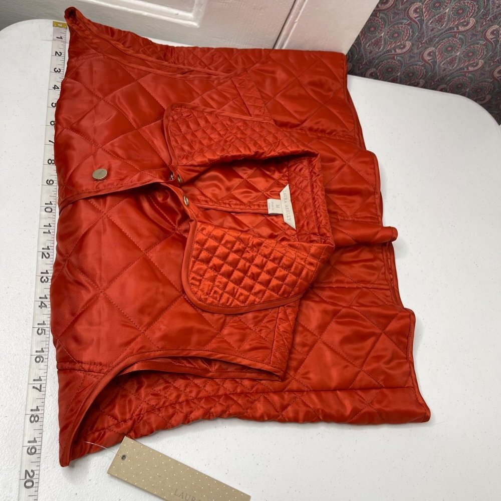New Laura Ashley Uptown Chic‎ Quilted Vest Womens M Rust Orange Preppy - Picture 7 of 9